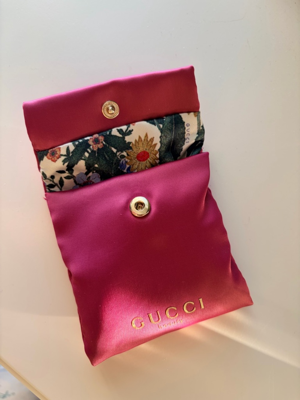 Gucci Gold-Trim Floral Compact Mirror with Blue, Pink, Green Accents - Picture 5 of 6